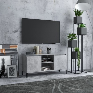 vidaXL Έπιπλο Τηλεόρασης Γκρι Σκυρ. 103,5x35x50cm Μεταλλικά Πόδια