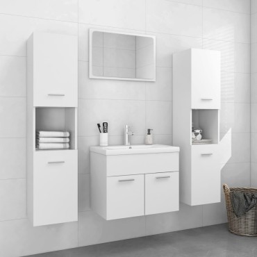 vidaXL Σετ Επίπλων Μπάνιου Λευκό από Επεξ. Ξύλο 60x38,5x46cm