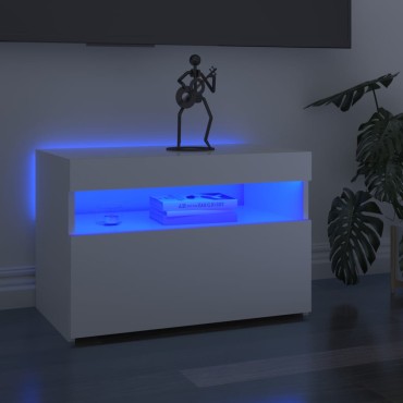 vidaXL Έπιπλο Τηλεόρασης με LED Γυαλιστερό Λευκό 60x35x40cm