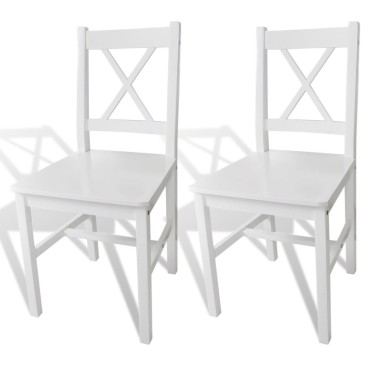 vidaXL Καρέκλες Τραπεζαρίας 2 τεμ. Λευκές από Ξύλο Πεύκου 41,5x45,5x85,5cm