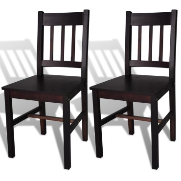 vidaXL Καρέκλες Τραπεζαρίας 2 τεμ. Σκούρο Καφέ από Ξύλο Πεύκου 41,5x45,5x86cm