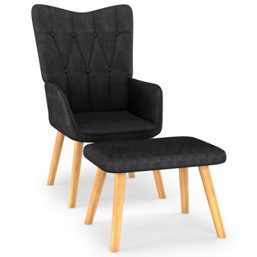 vidaXL Πολυθρόνα Relax Μαύρη Υφασμάτινη με Σκαμπό 61,5x69x95,5cm 1 τεμ.