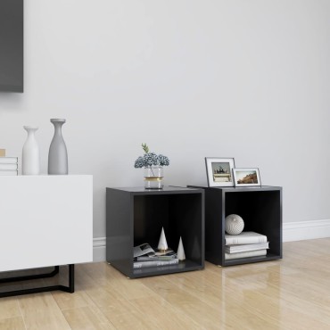 vidaXL Έπιπλα Τηλεόρασης 2 τεμ. Γκρι 37x35x37cm από Επεξ. Ξύλο