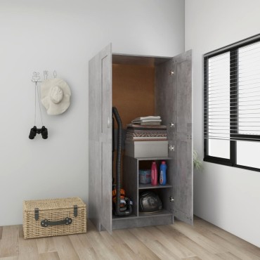 vidaXL Ντουλάπα Γκρι Σκυροδέματος 85,2x51,5x180cm από Επεξ. Ξύλο 1 τεμ.