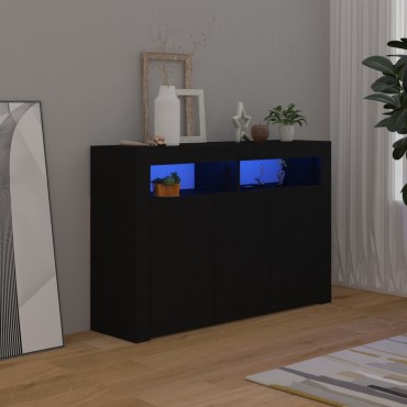 vidaXL Μπουφές με LED Μαύρος 115,5x30x75cm 1 τεμ.