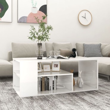 vidaXL Τραπεζάκι Σαλονιού Γυαλιστερό Λευκό 100x50x40cm Επεξ. Ξύλο 1 τεμ.