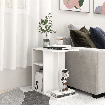 vidaXL Τραπέζι Βοηθητικό Λευκό 50x30x50cm από Επεξ. Ξύλο 1 τεμ.