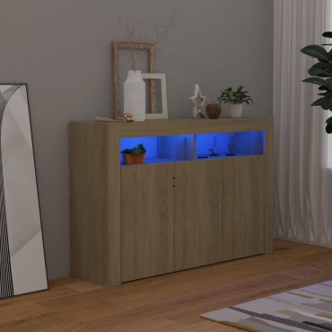 vidaXL Μπουφές με LED Sonoma Δρυς 115,5x30x75cm 1 τεμ.