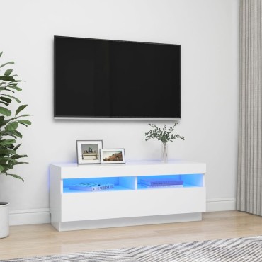 vidaXL Έπιπλο Τηλεόρασης με LED Λευκό 100x35x40cm