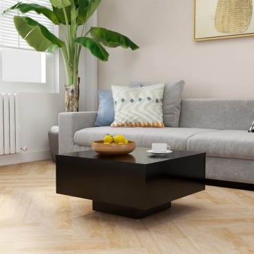 vidaXL Τραπεζάκι Σαλονιού Μαύρο 60x60x31,5cm Επεξ. Ξύλο 1 τεμ.