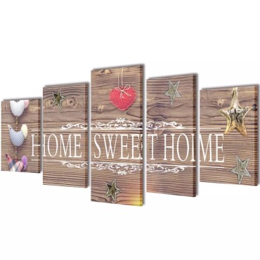 Πίνακας σε Καμβά Σετ Σχέδιο Home Sweet Home 100 x 50 εκ.