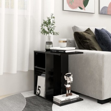 vidaXL Τραπέζι Βοηθητικό Μαύρο 50x30x50cm από Επεξ. Ξύλο 1 τεμ.