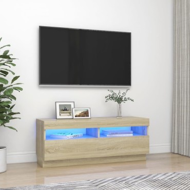 vidaXL Έπιπλο Τηλεόρασης με Φωτισμό LED Sonoma Δρυς 100x35x40cm