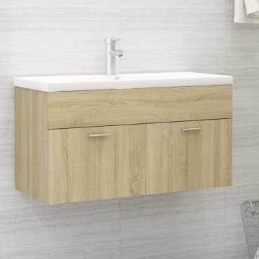 vidaXL Ντουλάπι Νιπτήρα Sonoma Δρυς 90x38,5x46cm από Επεξ. Ξύλο 1 τεμ.