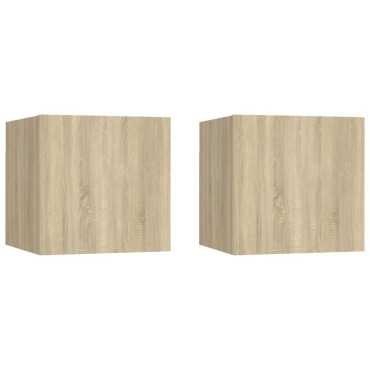 vidaXL Κομοδίνα 2 τεμ. Sonoma Δρυς 30,5x30x30cm από Επεξ. Ξύλο