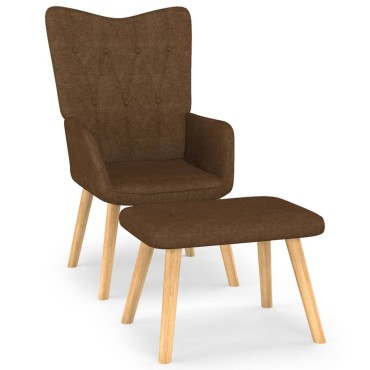 vidaXL Πολυθρόνα Relax Καφέ Υφασμάτινη με Σκαμπό 61,5x69x95,5cm 1 τεμ.