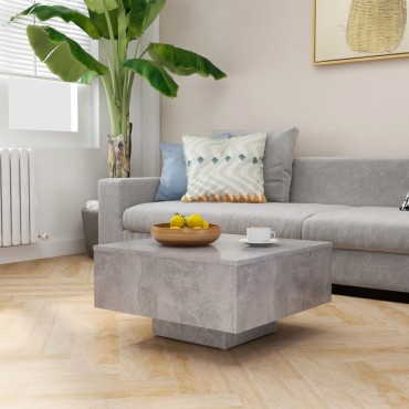vidaXL Τραπεζάκι Σαλονιού Γκρι Σκυροδέματος 60x60x31,5cm Επεξ. Ξύλο 1 τεμ.