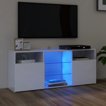 vidaXL Έπιπλο Τηλεόρασης με LED Γυαλιστερό Λευκό 120x30x50cm