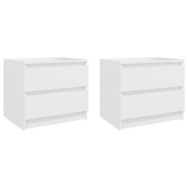 vidaXL Κομοδίνα 2 τεμ. Λευκά 50x39x43,5cm από Επεξεργασμένο Ξύλο