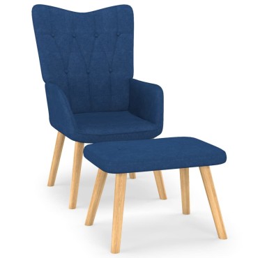 vidaXL Πολυθρόνα Relax Μπλε Υφασμάτινη με Σκαμπό 61,5x69x95,5cm 1 τεμ.