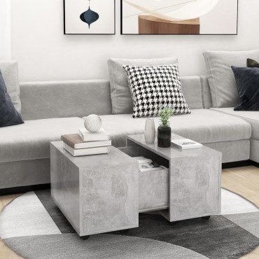 vidaXL Τραπεζάκι Σαλονιού Γκρι Σκυροδέματος 60x60x38cm Επεξ. Ξύλο 1 τεμ.