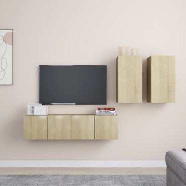 vidaXL Έπιπλα Τηλεόρασης Σετ 4 Τεμαχίων Sonoma Δρυς από Επεξ. Ξύλο