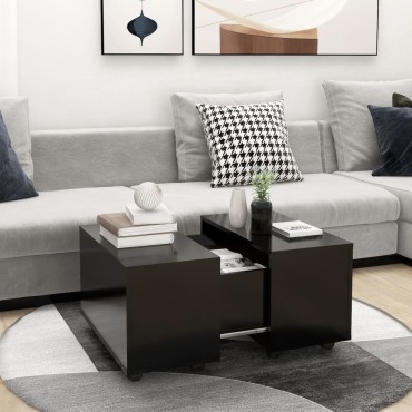 vidaXL Τραπεζάκι Σαλονιού Μαύρο 60x60x38cm από Επεξ. Ξύλο 1 τεμ.