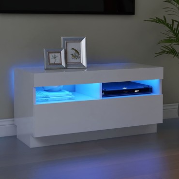 vidaXL Έπιπλο Τηλεόρασης με LED Γυαλιστερό Λευκό 80x35x40cm