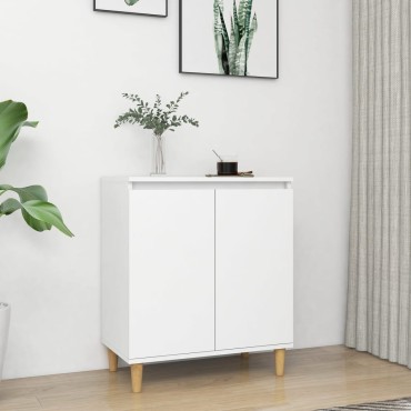 vidaXL Μπουφές Λευκός 60x35x70cm από Επεξ. Ξύλο με Ξύλινα Πόδια 1 τεμ.