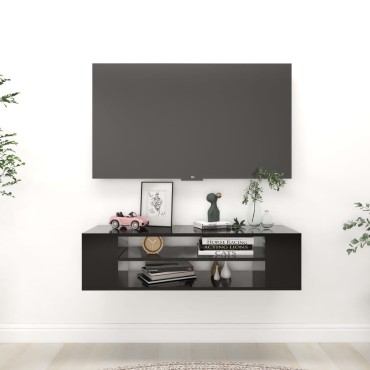 vidaXL Έπιπλο Τηλεόρασης Κρεμαστό Μαύρο 100x30x26,5cm Επεξ. Ξύλο