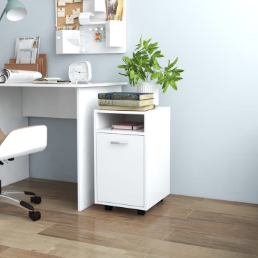 vidaXL Βοηθητικό Ντουλάπι με Τροχούς Λευκό 33x38x60cm Επεξ. Ξύλο 1 τεμ.