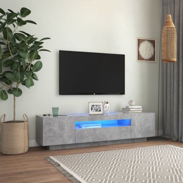 vidaXL Έπιπλο Τηλεόρασης με LED Γκρι Σκυροδέματος 160x35x40cm