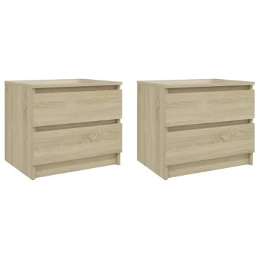 vidaXL Κομοδίνα 2 τεμ. Sonoma Δρυς 50x39x43,5cm από Επεξ. Ξύλο