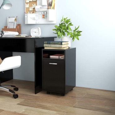 vidaXL Βοηθητικό Ντουλάπι με Τροχούς Μαύρο 33x38x60cm από Επεξ. Ξύλο 1 τεμ.