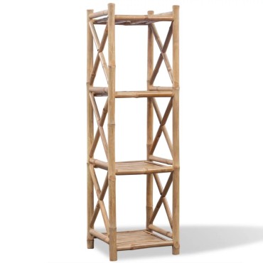 vidaXL Ραφιέρα Τετράγωνη με 4 Ράφια από Μπαμπού 35x35x117cm 1 τεμ.
