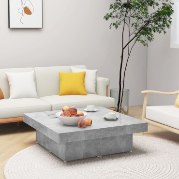 vidaXL Τραπεζάκι Σαλονιού Γκρι Σκυροδέματος 90x90x28cm Επεξ. Ξύλο 1 τεμ.