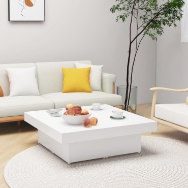 vidaXL Τραπεζάκι Σαλονιού Λευκό 90x90x28cm Επεξεργασμένο Ξύλο 1 τεμ.