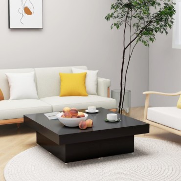 vidaXL Τραπεζάκι Σαλονιού Μαύρο 90x90x28cm Επεξεργασμένο Ξύλο 1 τεμ.