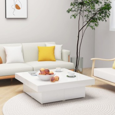 vidaXL Τραπεζάκι Σαλονιού Γυαλιστερό Λευκό 90x90x28cm από Επεξ. Ξύλο 1 τεμ.