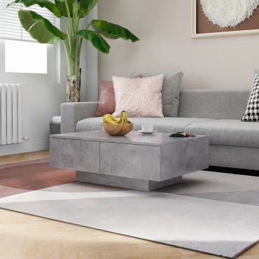 vidaXL Τραπεζάκι Σαλονιού Γκρι Σκυροδέματος 90x60x31cm από Επεξ. Ξύλο 1 τεμ.