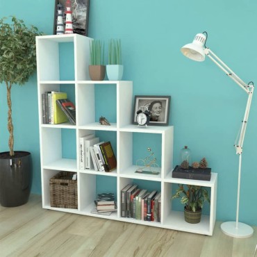 vidaXL Βιβλιοθήκη / Ραφιέρα με Κύβους Λευκή 138x29x142cm 1 τεμ.