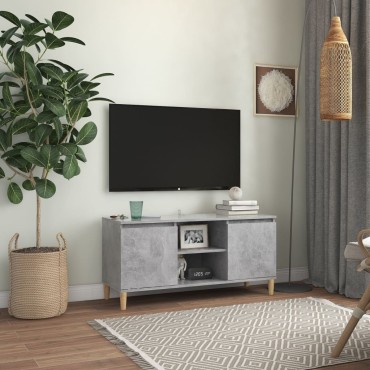 vidaXL Έπιπλο Τηλεόρασης Γκρι Σκυρ. 103,5x30x50cm & Μασίφ Ξύλινα Πόδια
