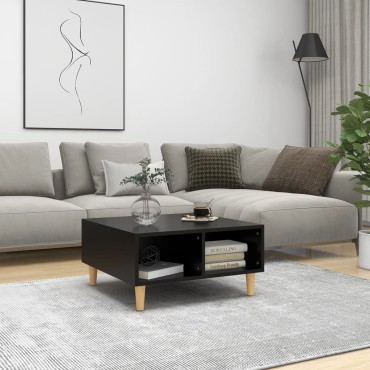 vidaXL Τραπεζάκι Σαλονιού Μαύρο 60x60x30cm από Μοριοσανίδα 1 τεμ.