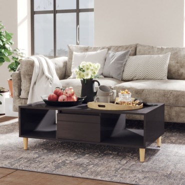 vidaXL Τραπεζάκι Σαλονιού Γυαλιστερό Γκρι 103,5x60x35cm Επεξ. Ξύλο 1 τεμ.