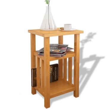 vidaXL Τραπέζι Βοηθητικό με Ράφι 27x35x55cm Μασίφ Ξύλο Δρυός 1 τεμ.