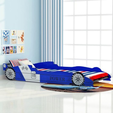 vidaXL Κρεβάτι Παιδικό Αγωνιστικό Αυτοκίνητο Μπλε 90x200cm 1 τεμ. - Μονό