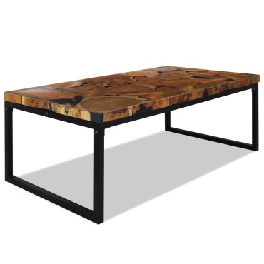 vidaXL Τραπεζάκι Σαλονιού 110x60x40cm από Ξύλο Teak και Ρητίνη 1 τεμ.