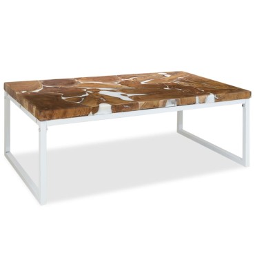 vidaXL Τραπεζάκι Σαλονιού 110x60x40cm από Ξύλο Teak και Ρητίνη 1 τεμ.
