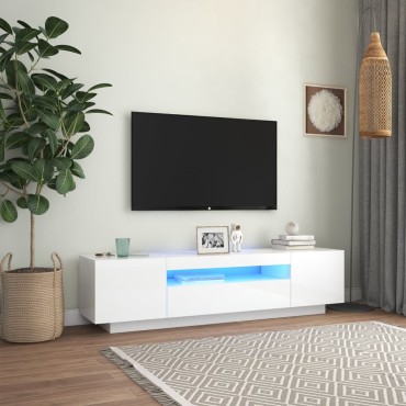 vidaXL Έπιπλο Τηλεόρασης με LED Γυαλιστερό Άσπρο 160x35x40cm