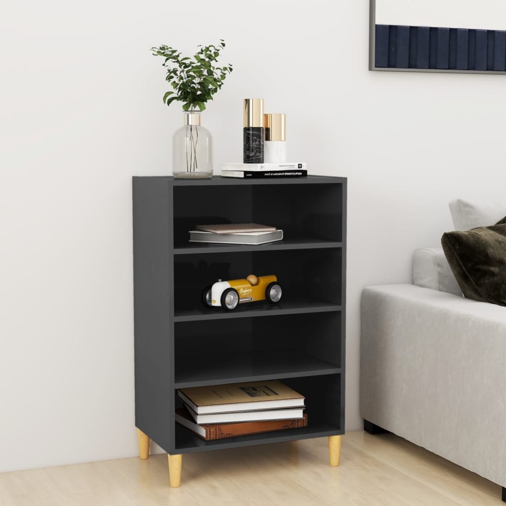 vidaXL Ραφιέρα Γυαλιστερή Γκρι 57x35x90cm από Επεξ. Ξύλο 1 τεμ.
